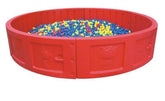Huitich kids ball pool in red filled with blue, yellow, and red balls for children's playtime